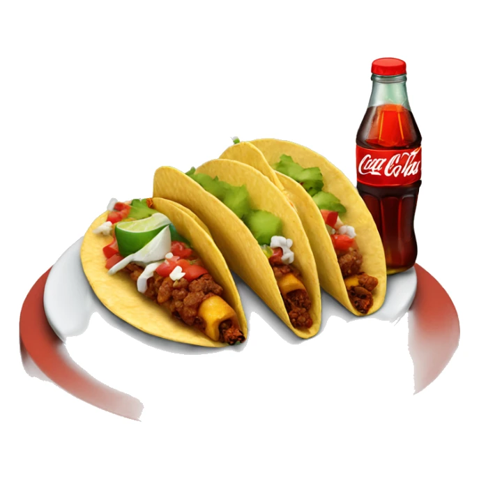 tacos Al pastor on plate with Mexican Coca Cola bottle on side sticker