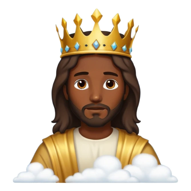 Dark skin christ Jesus in gold crown in the clouds sticker
