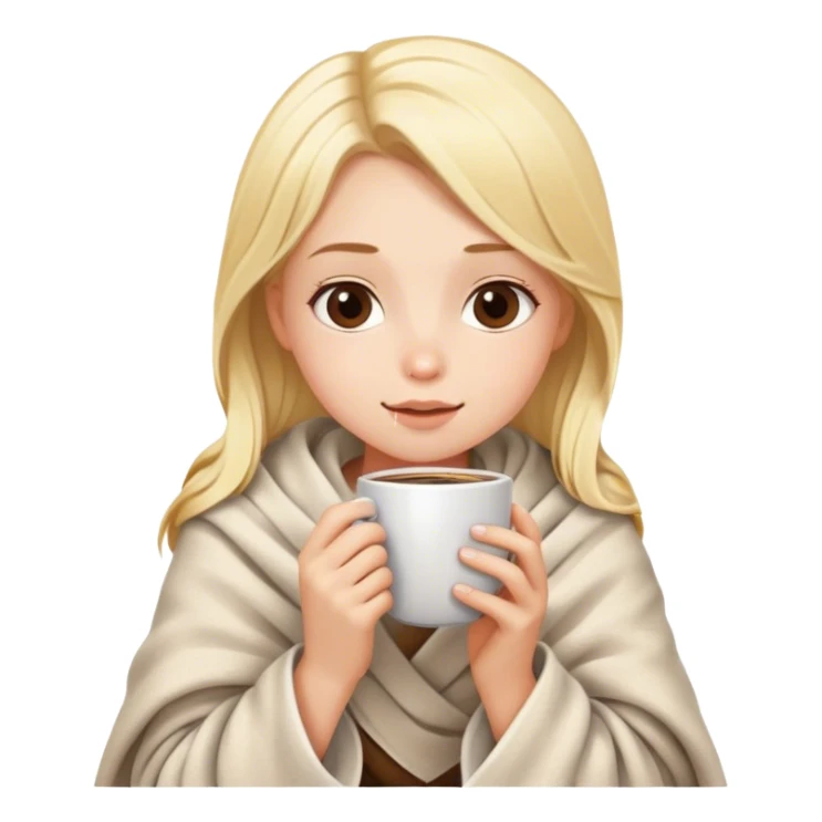  Cute Blonde girl wrapped in blanket drinking coffee sticker