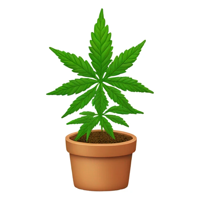 Marijuana plant with person red head sticker