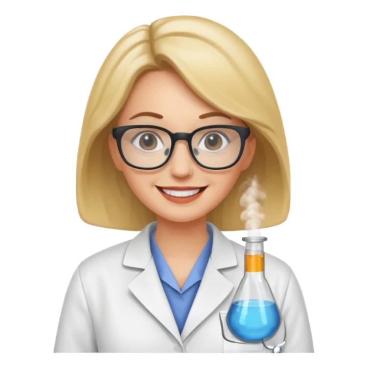 a white woman scientist wearing glasses sticker
