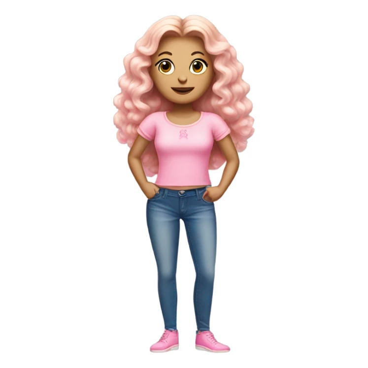 Glinda wearing a pink croc top and short jeans  sticker