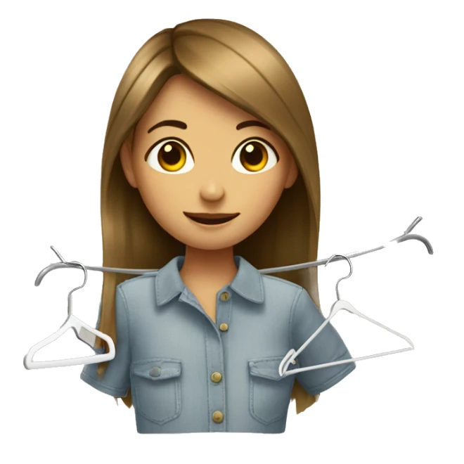 Girl with a hanger of fabric samples sticker