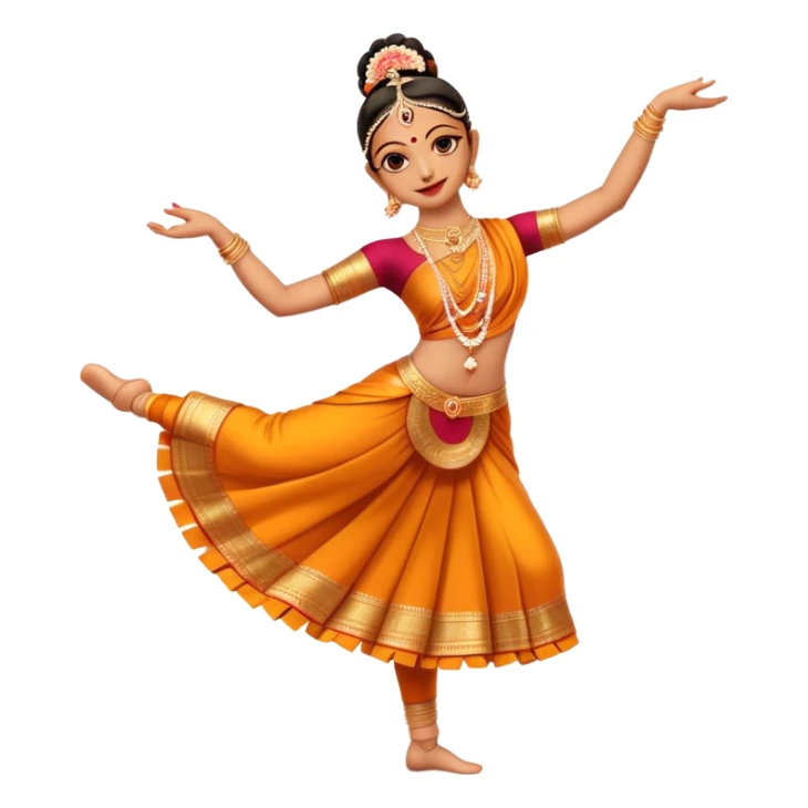 cinematic-realistic-bharatanatyam-dance-emoji,-depicted-as-an-elegant-classical-indian-dance-performance-with-graceful-poses,-intricate-costumes,-and-expressive-hand-gestures,-rendered-with-rich-textures-and-warm-dramatic-lighting, single dancer full body  sticker