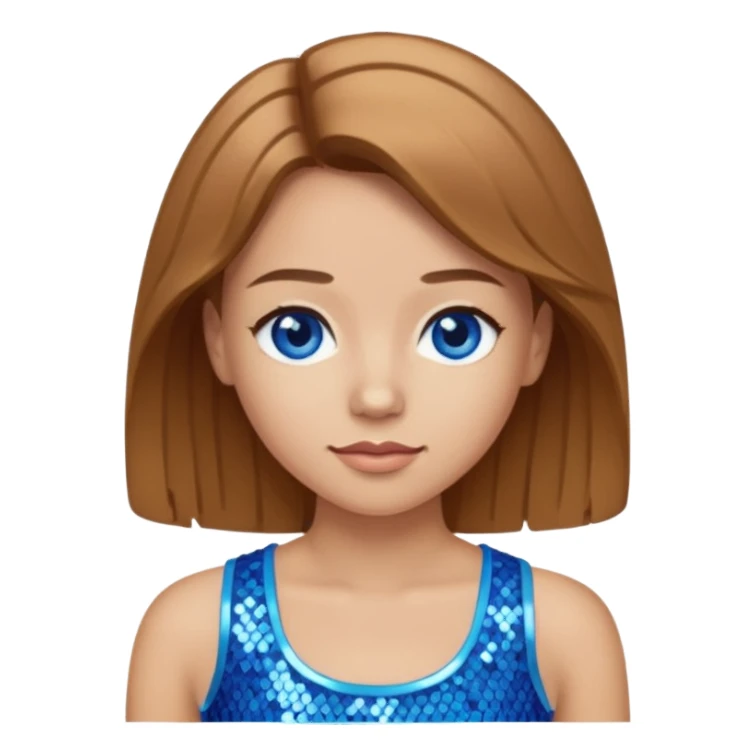 Close from Bratz with long light brown hair, light skin, blue eyes, blue sequin crop top sticker