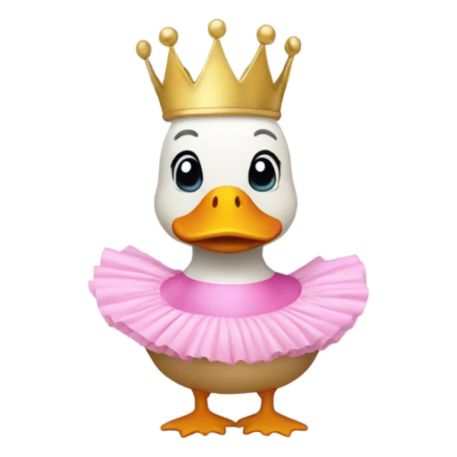 Duck with pink leotard and tutu and crown sticker