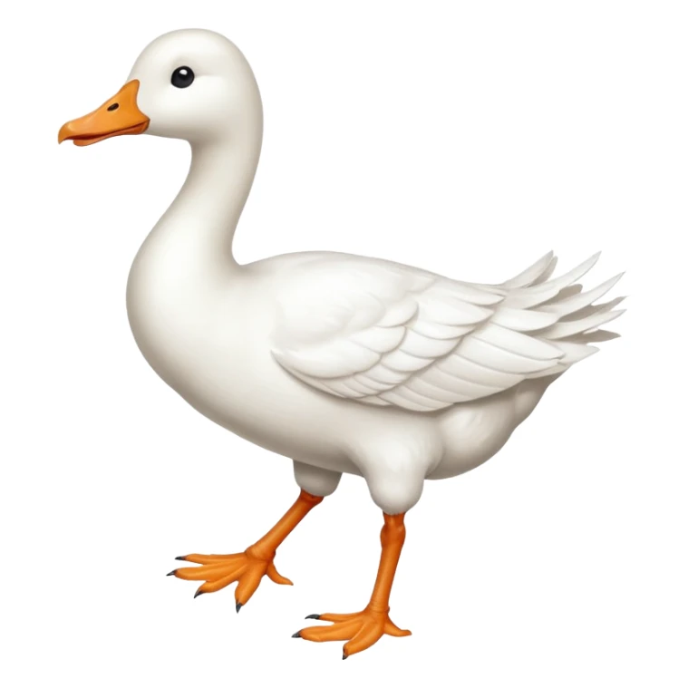 Make me an emoji of a goose that is running towards something. Also make it white.  sticker