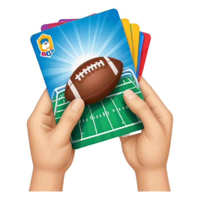 hand opening football card packs in madden sticker
