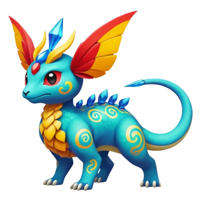 Elemental magical colorful exotic Pokémon-Fakémon-creature sticker