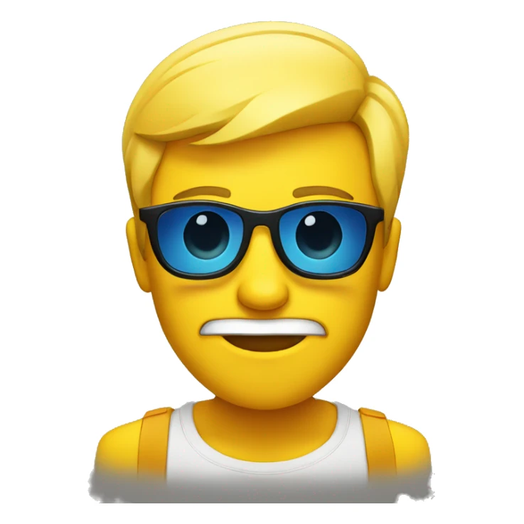 yellow default emoji style, single raised eyebrow, sunglasses, smirk sticker