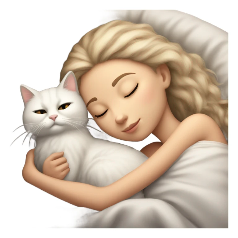 white Girl and cat sleeping sticker