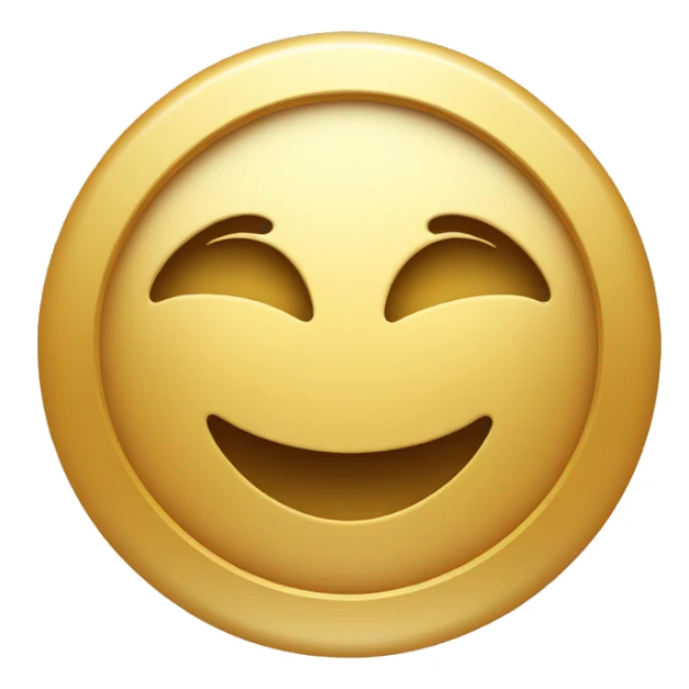 circle gold cion with a cute smiley emoji center 3d sticker