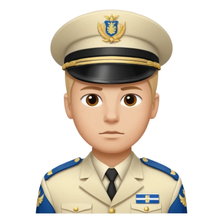 a serious realistic Finnish soldier in a white military uniform sticker