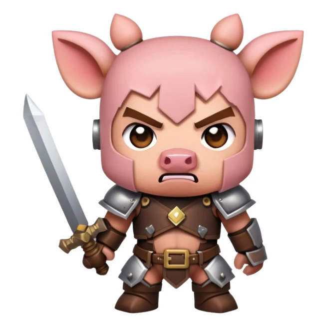 angry Minecraft baby Piglin in leather armor sticker