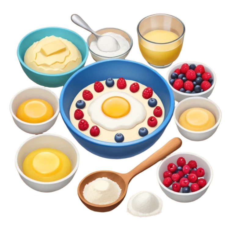 baking ingredients next to a mixing bowl sticker