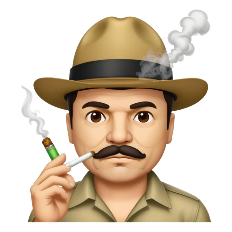 El Chapo Guzman with mustache smoking a marijuana joint sticker
