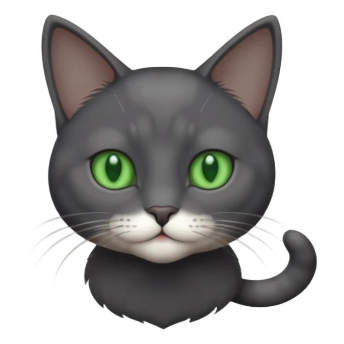 full body gorgeous solid dark grey cat with green eyes, white paws and white whiskers playing sticker