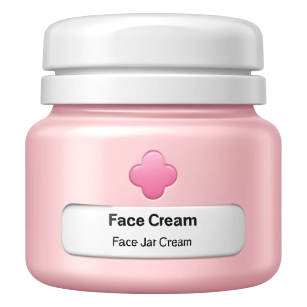 White jar of face cream with soft pink label, clean design sticker