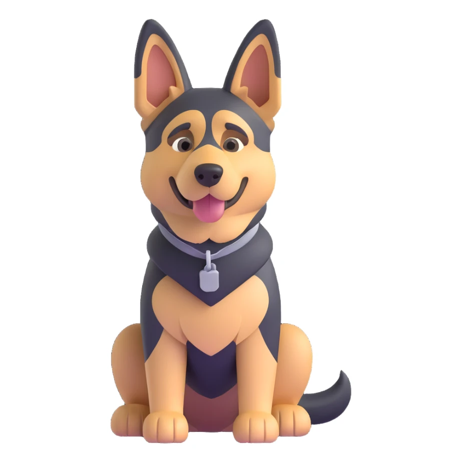 full body alert German Shepherd dog with simple background sticker
