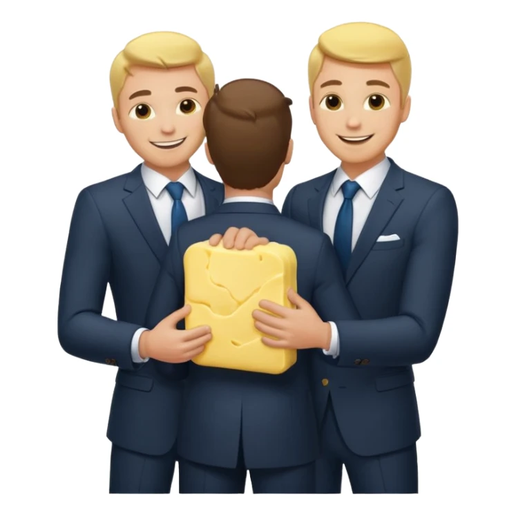 I man handsome puts butter on another man‘S back wearing suits sticker