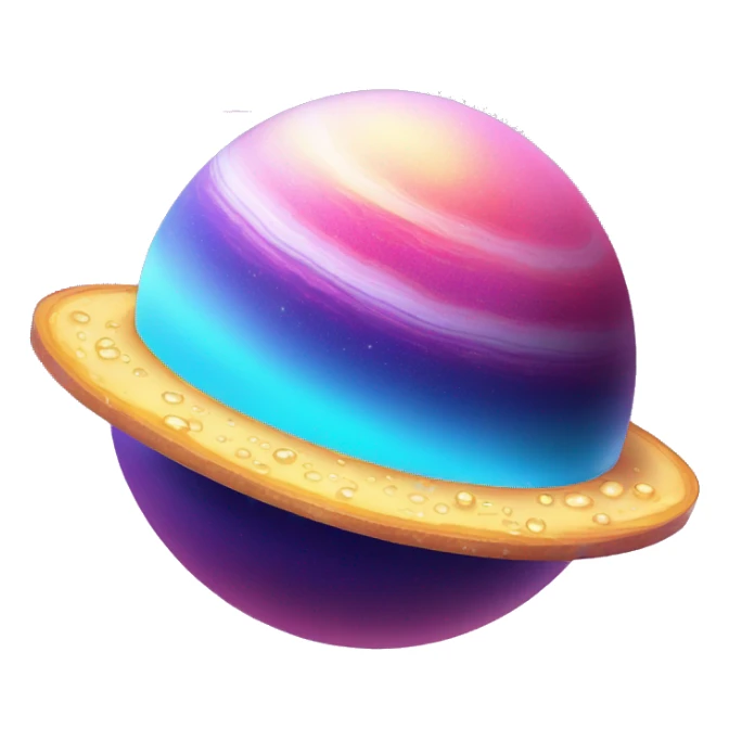 sparkly glittery blue purple and pink gradient planet with a saturn ring dripping cheese from the ring sticker