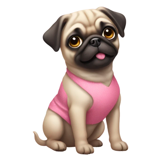 pug puppy with pink dress sticker