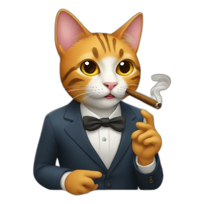 cat smoking cigar sticker