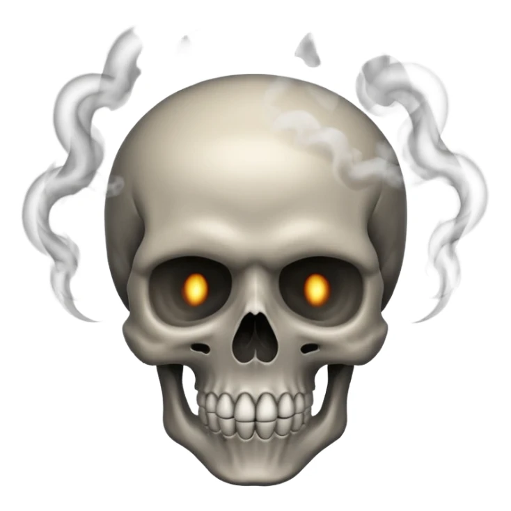 Make a skull emoji whose head is blasted off and smoke is coming from its head from inside sticker