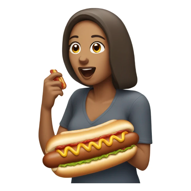 Woman eating hotdog sticker
