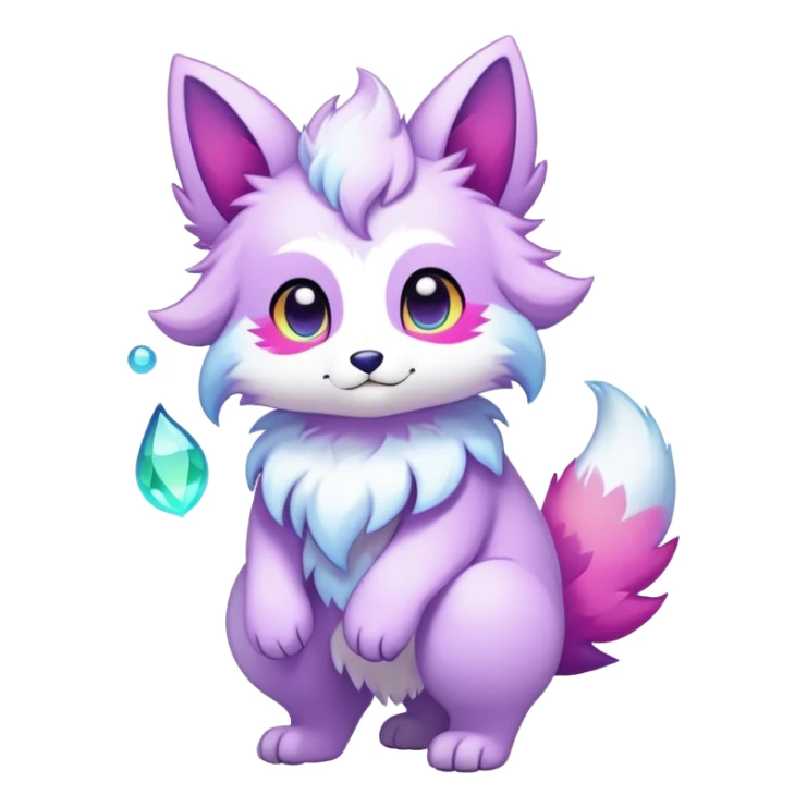 Kawaii colorful ethereal anthro fursona Fakemon sticker