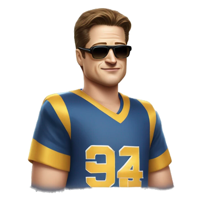 Brendan Fraser gambling with sun glasses and Pitt jersey sticker