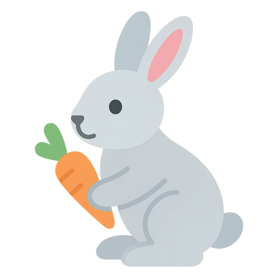 rabbit holding a carrot sticker