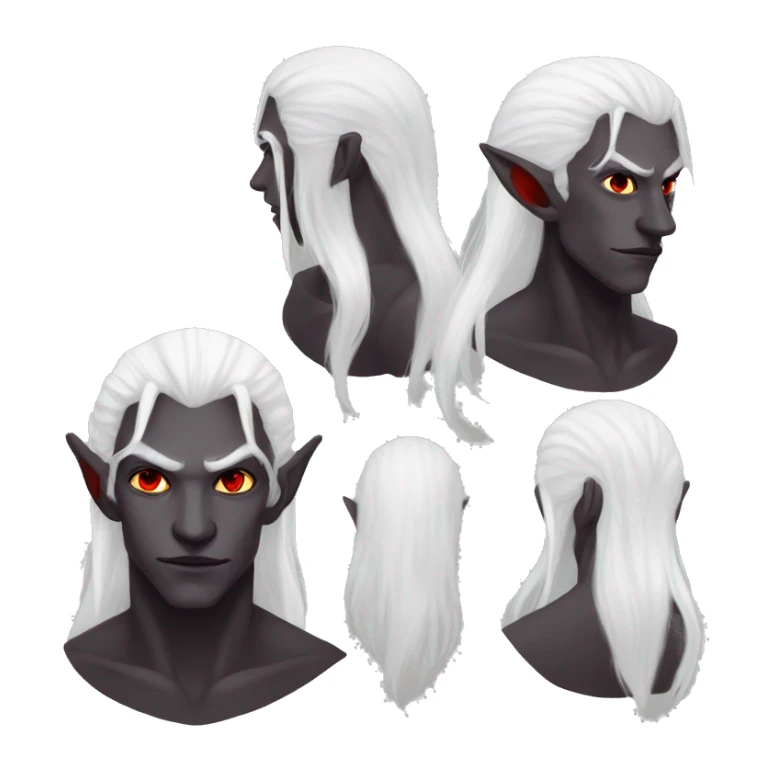 Drow male elf long white hair red eyes sticker