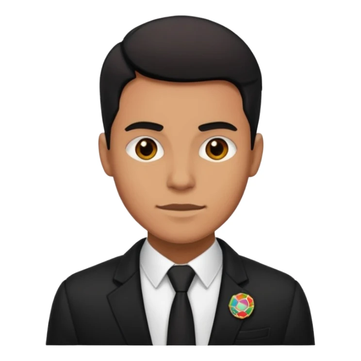 A MAN WEARING A BLACK BALZER AND HE HAVE SOME BADGES ON HIS BLAZER sticker