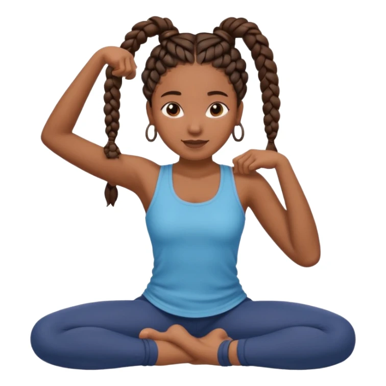 Black girl with braids stretching her body, simple and expressive sticker