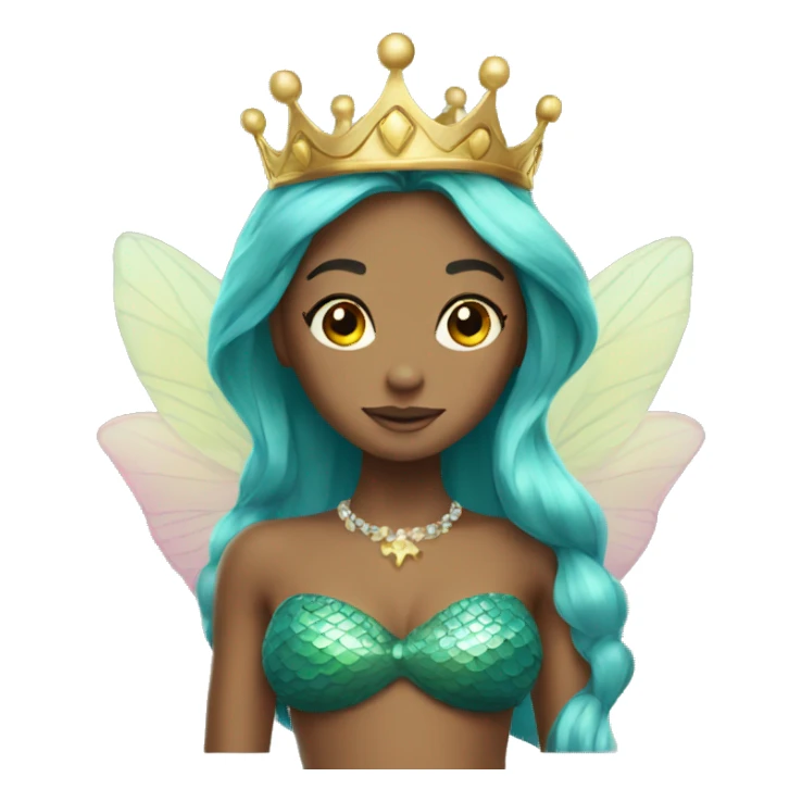 Mermaid fairy wearing a crown sticker