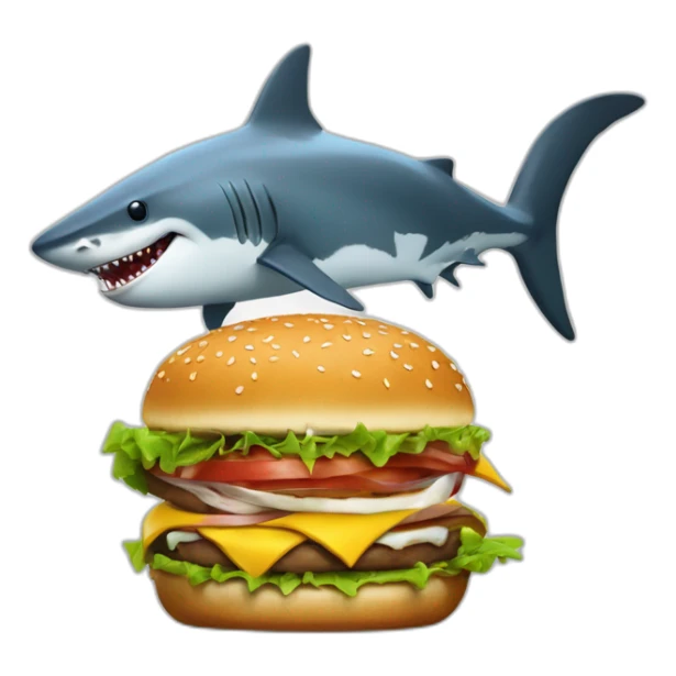Un requin qui mange un burger et danse sticker