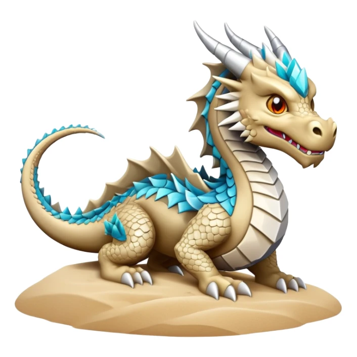 generate realistic detailed stone dragon diamond in 3d style with sand  sticker