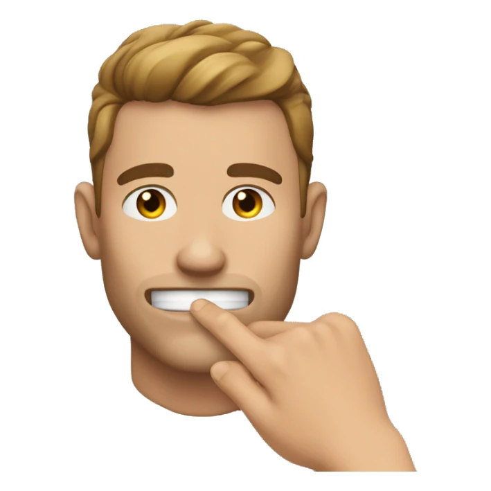 mans jawline with hand, only one finger touching the jawline sticker