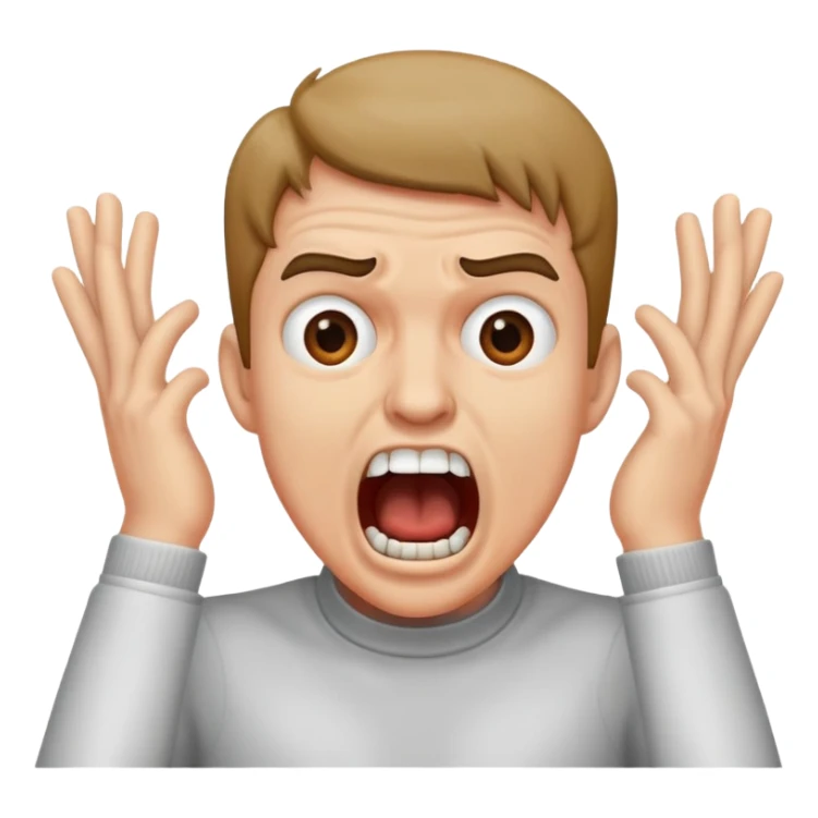emoji with screaming face and hands crossing over throat guy sticker