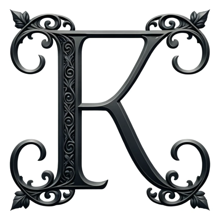 Black gothic vintage, letter “F” of the alphabet sticker