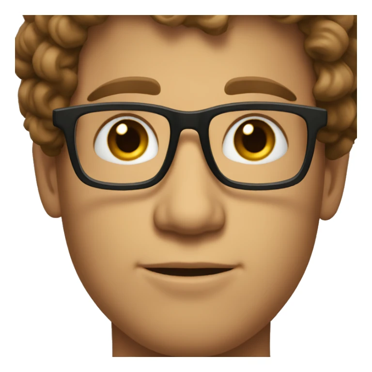 a face of a young man with fair skin, brown curls and glasses sticker