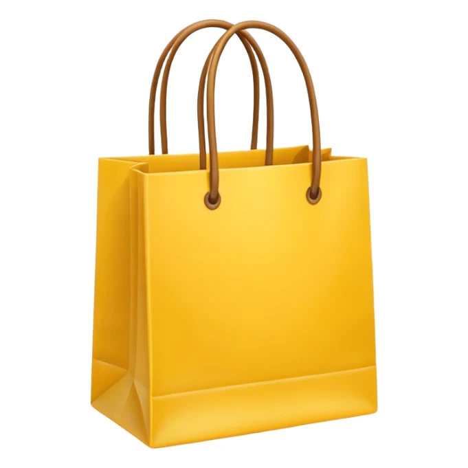 Flat emoji of the yellow shopping bag.
Keep original shape, remove text.
Apple-style, simple and clean.
Transparent background. sticker