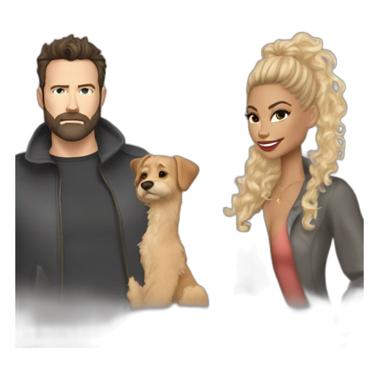 Ben Affleck with full beard and Jennifer Freeman with curly hair sticker