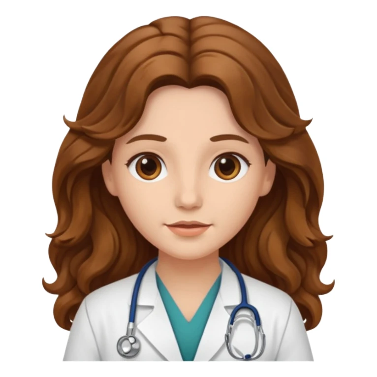 médica, cabelo castanho, pele branca, cabelo ondulado, cabelo comprido sticker