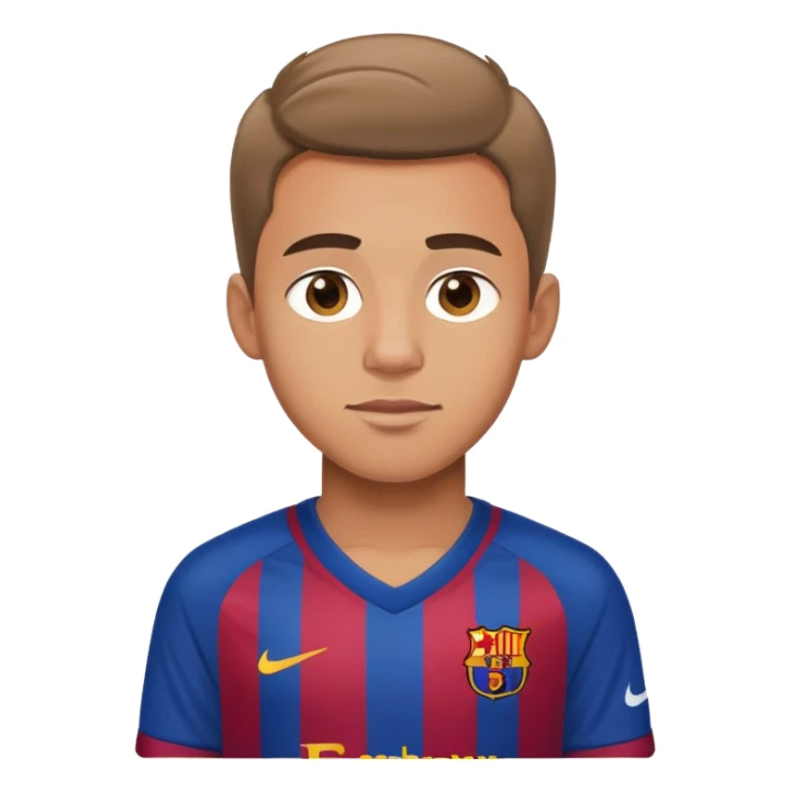 Handsome slightly tan boy wearing a barça jersey sticker