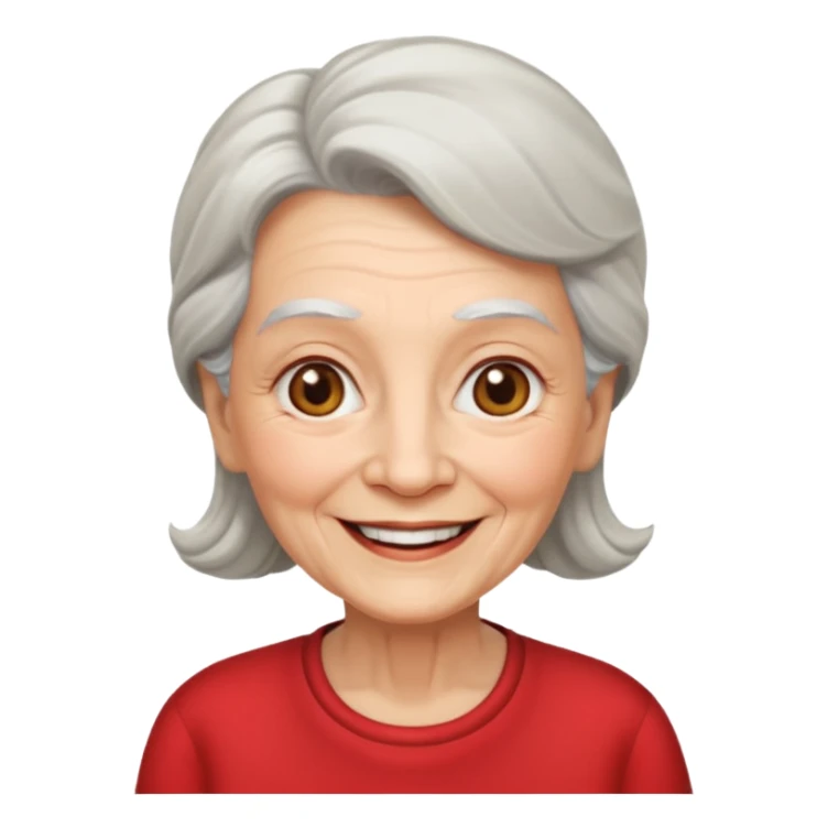 elderly woman with red shirt sticker