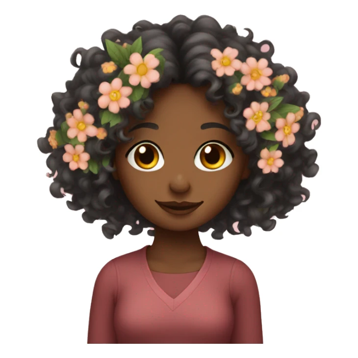 Curly girl with flowers  sticker