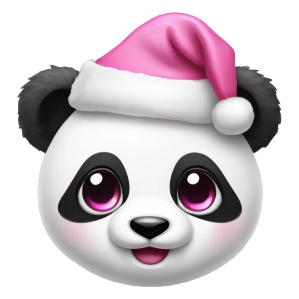 Cute baby panda with googly eyes with a fluffy pink Santa hat on    sticker