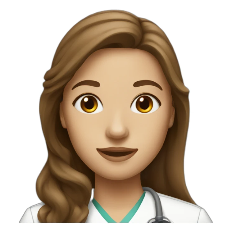 White nurse woman with long brown hair sticker